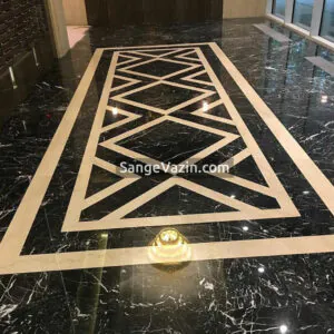 stone floor veneer - black crema three angle
