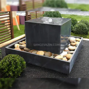 Black Cubic Stone Fountain