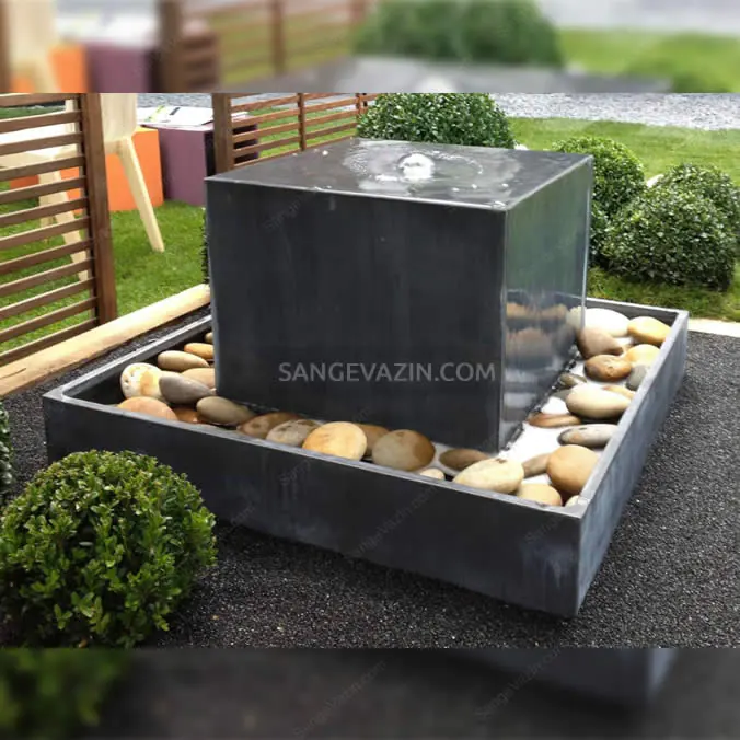 Black Cubic Stone Fountain