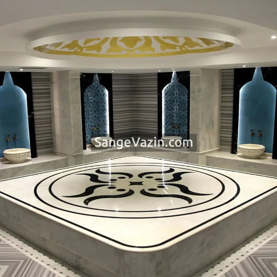 square and central flower - stone floor veneer 