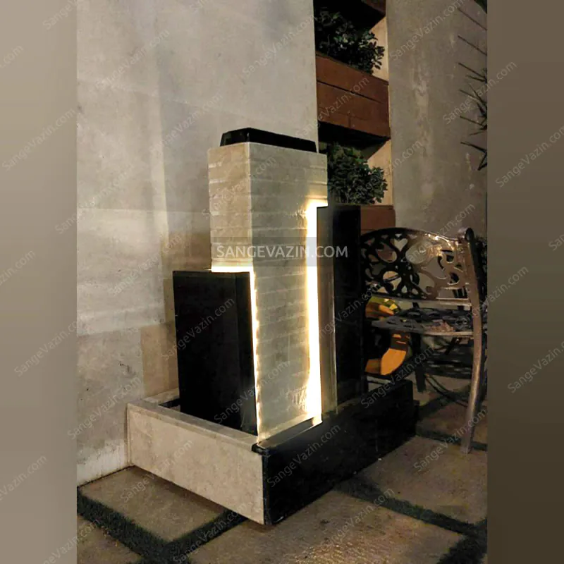 Sahand stone fountain in a patio