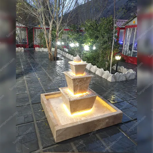 Anoush stone fountain at night
