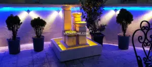Arsh stone fountain at night