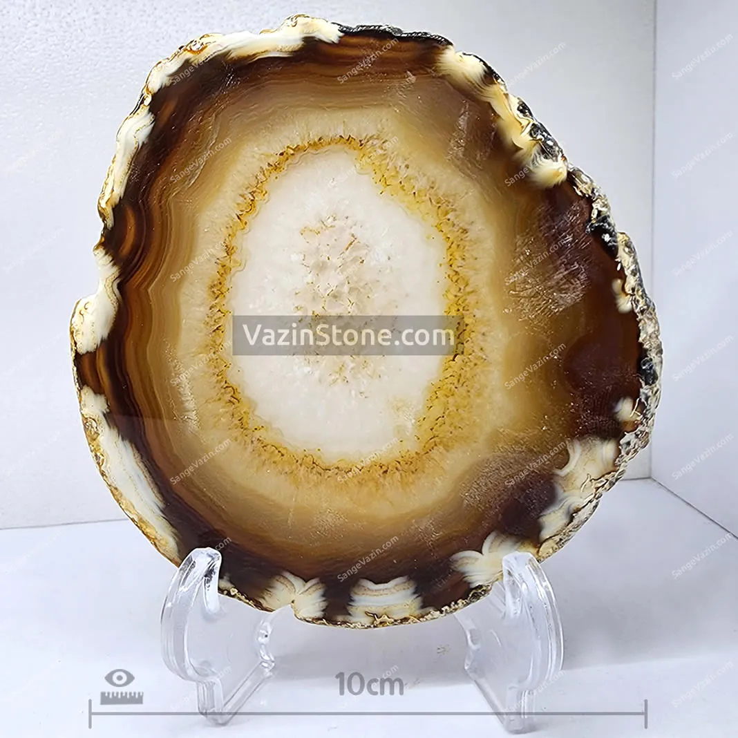 Round Cream Brown Agate