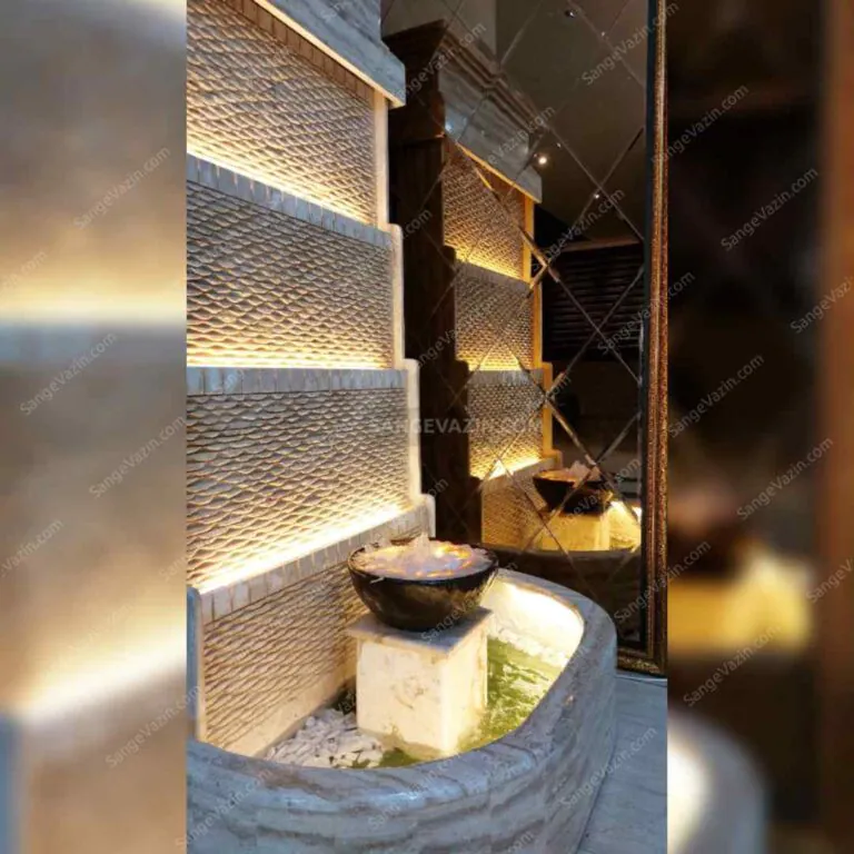 Farnia stone fountain lighting