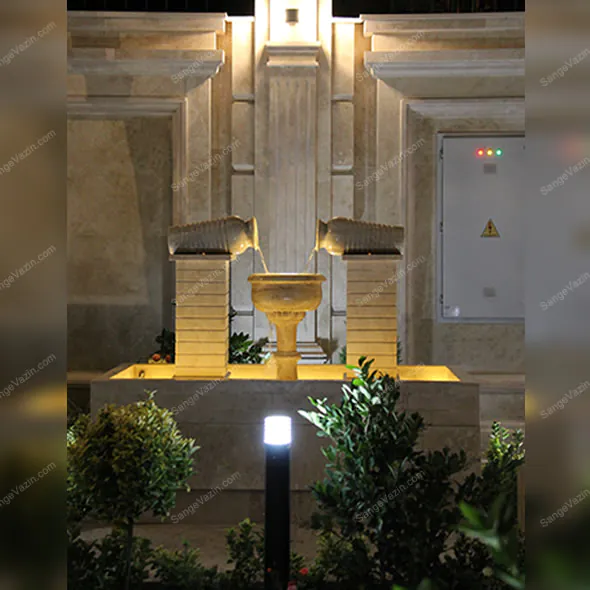 Rahil stone fountain at night