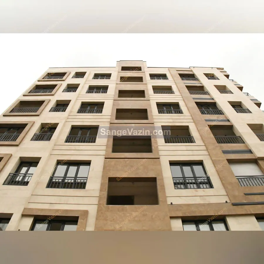 Cream travertine on facade