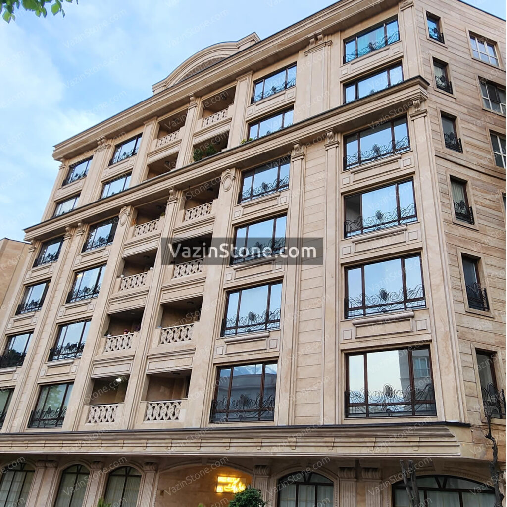 white travertine facade