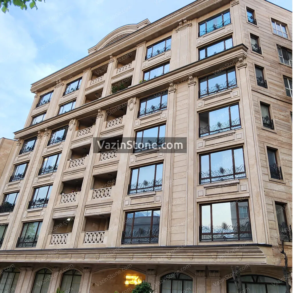 white travertine facade