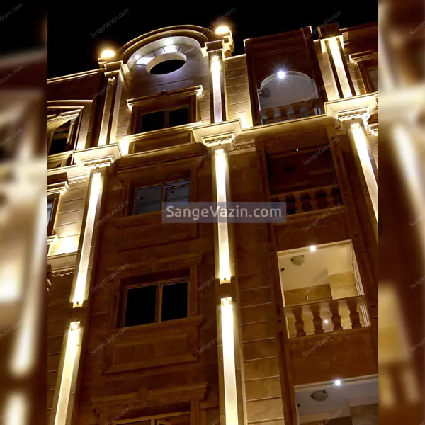 roman facade at night