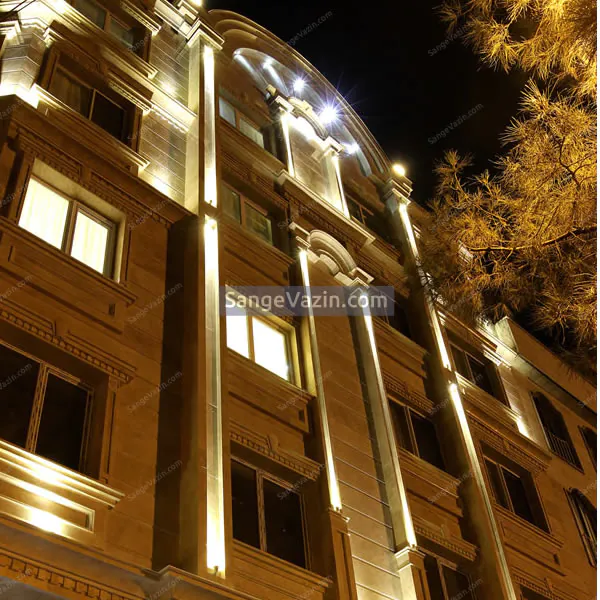 roman facade at night