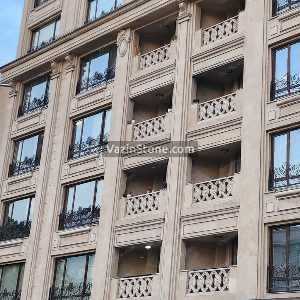 white cream travertine stone facade