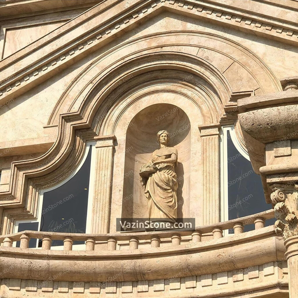 stonemasonry and woman sculpture on roman facade