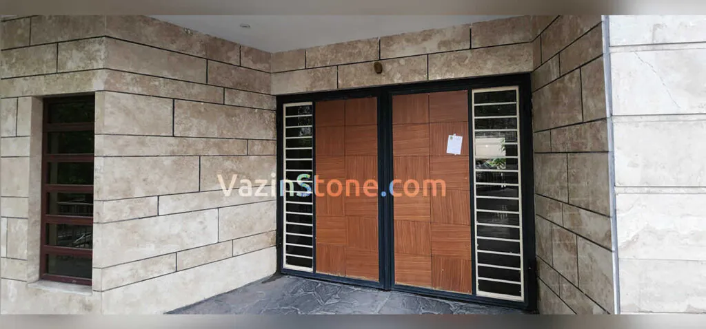 travertine entrance wall stone