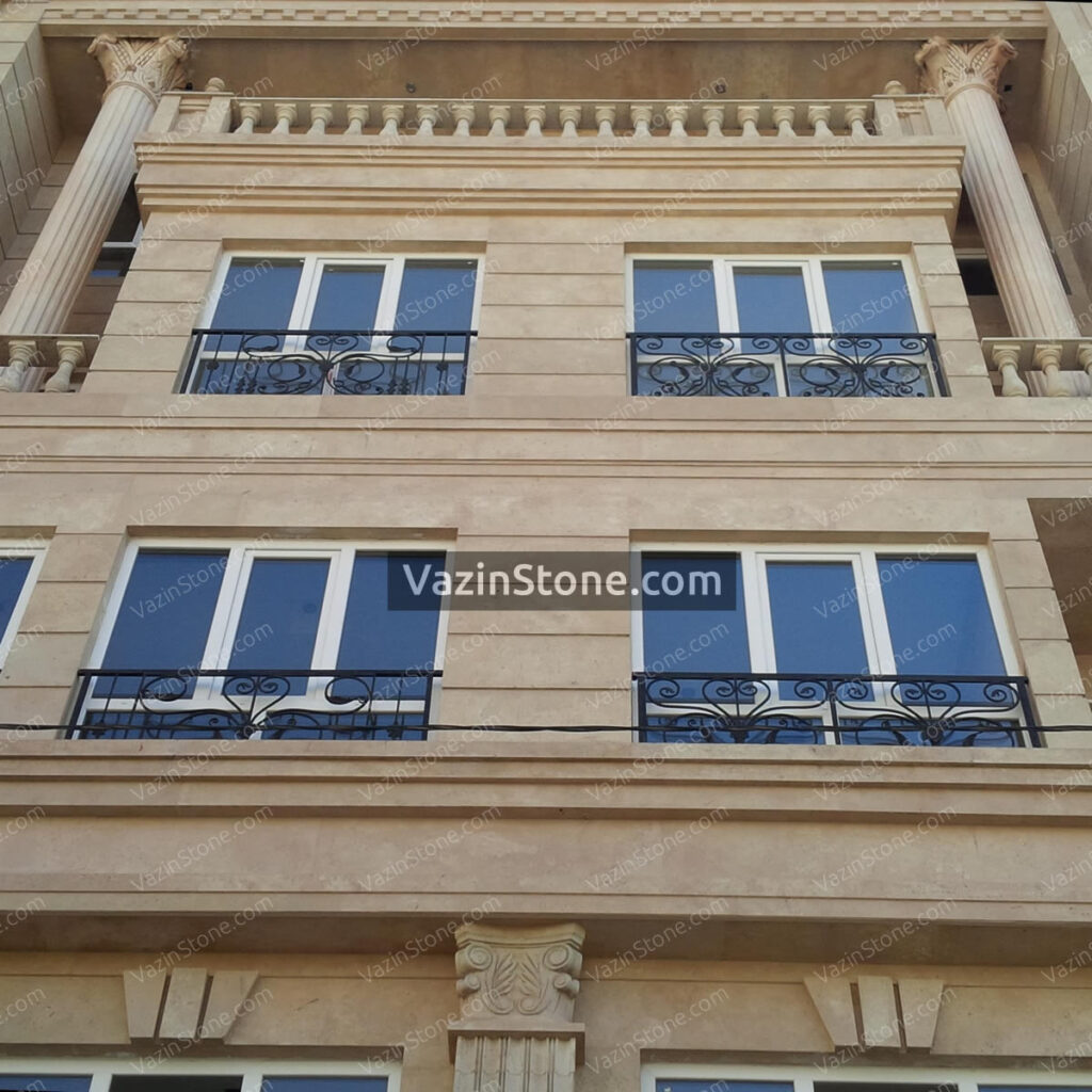 chocolate travertine stone facade 