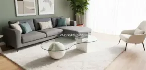 Celine stone coffee table in a living room