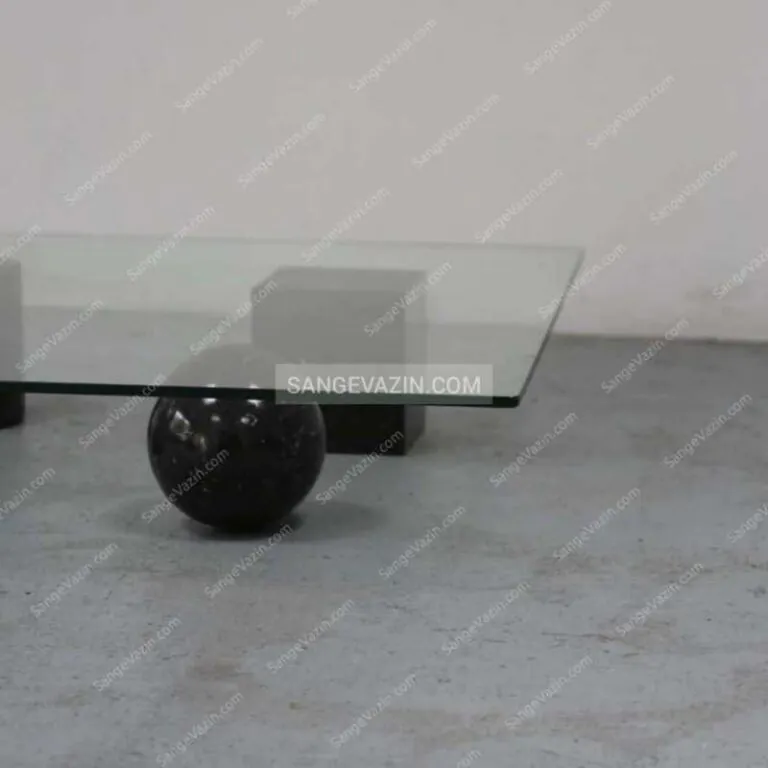 Sphere and cube stands of Geometric stone coffee table