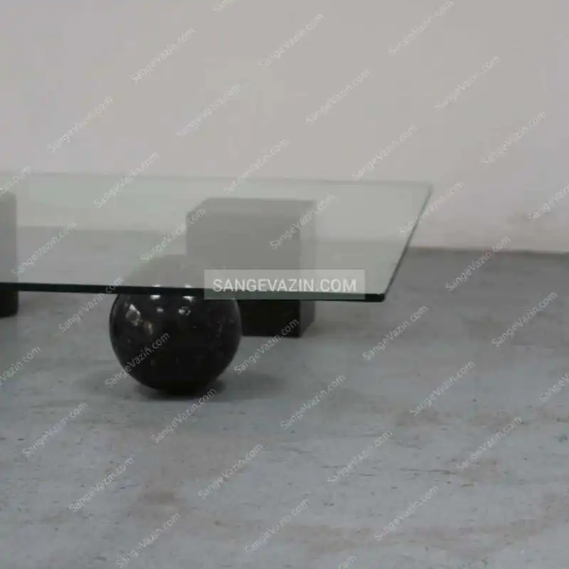Sphere and cube stands of Geometric stone coffee table
