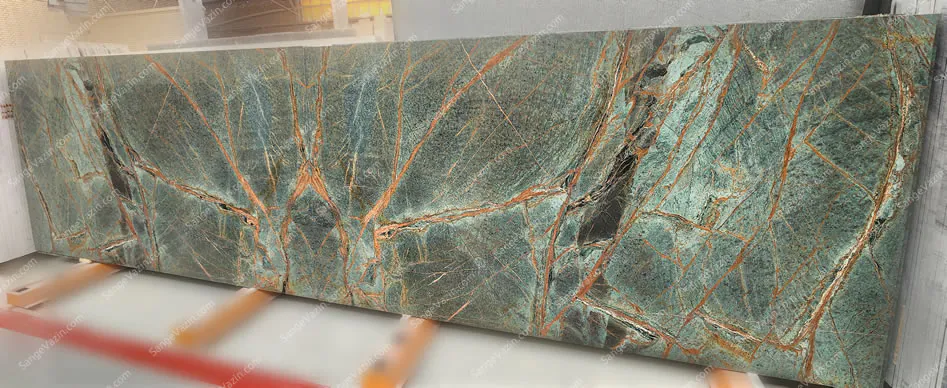 Green granite book match stone slab