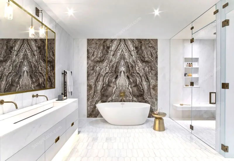 Marble book-matched slab stone