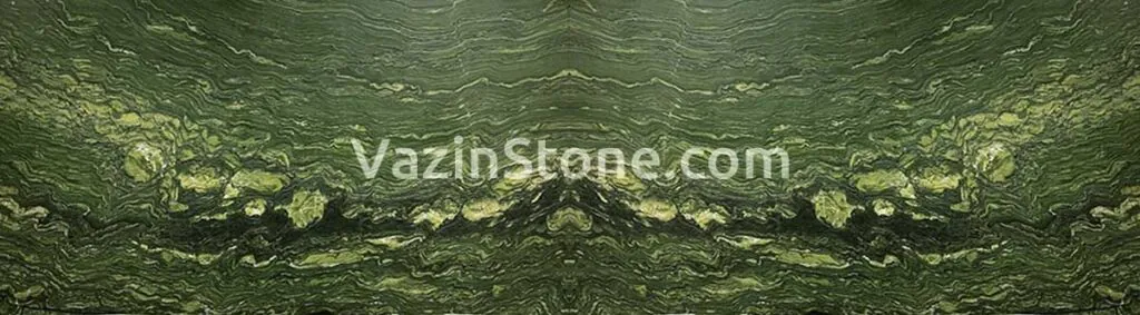 Watercolor green granite book-match stone slab