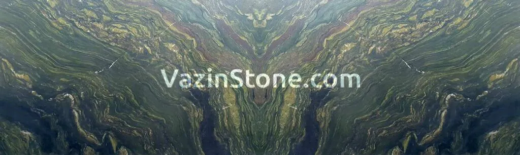 Watercolor green granite book-match stone slab