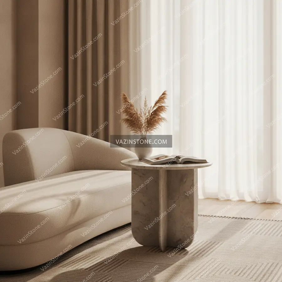 Aria stone side table with furnitures