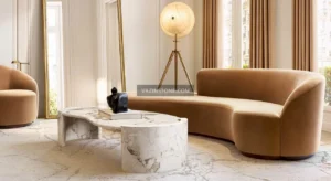 Benita stone coffee table with furniture