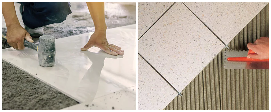 Installation of stone and ceramic