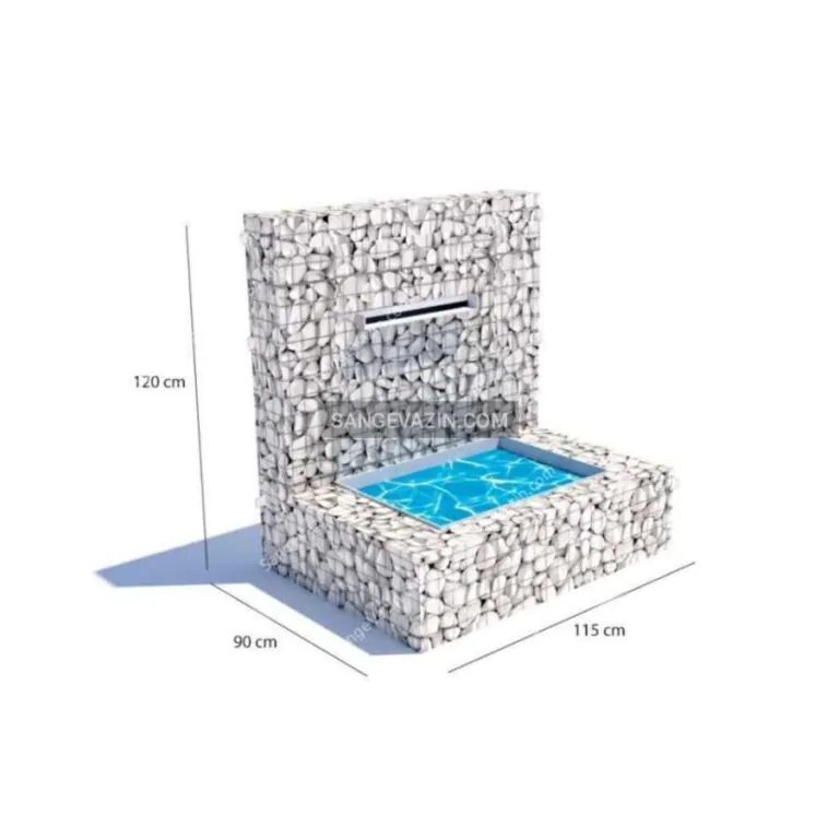 Gabion stone fountain