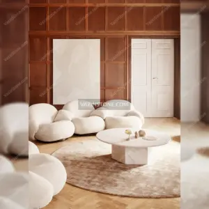 Helia stone coffee table in a living room