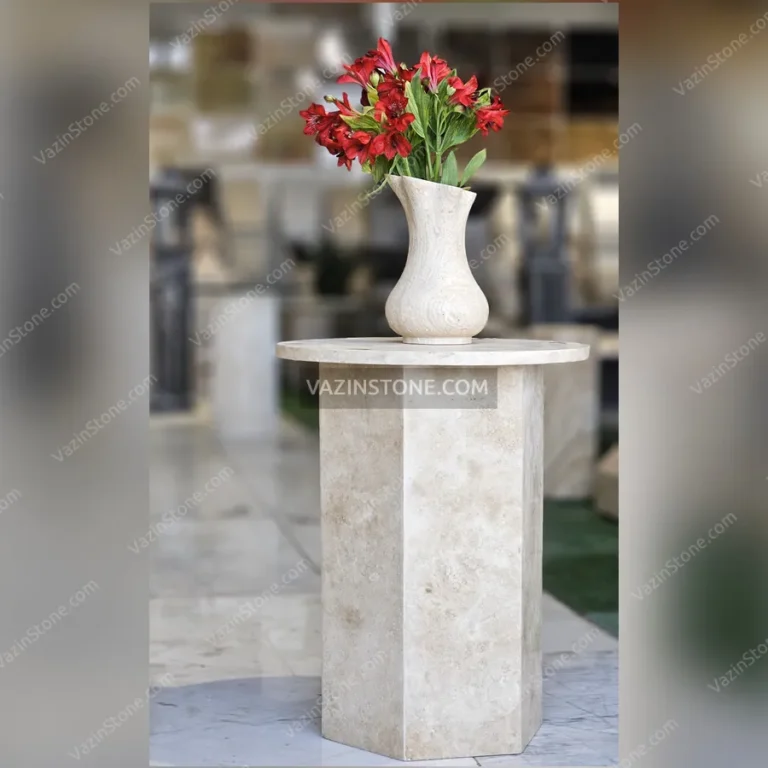 Helma stone coffee table with a stone flower pot