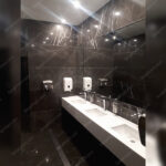 pietra gray marble on bathroom wall & floor