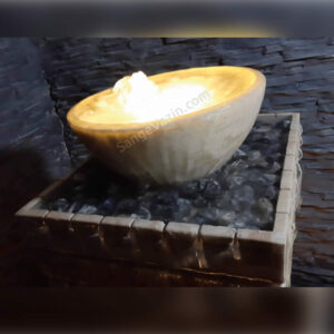 Akropol stone fountain`s lighting and water flow