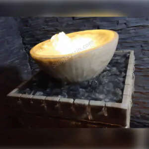 Akropol stone fountain`s lighting and water flow