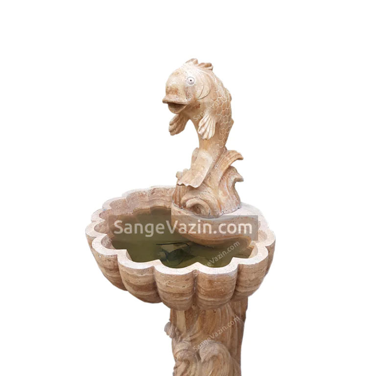 Stone fish of fish and wave fountain
