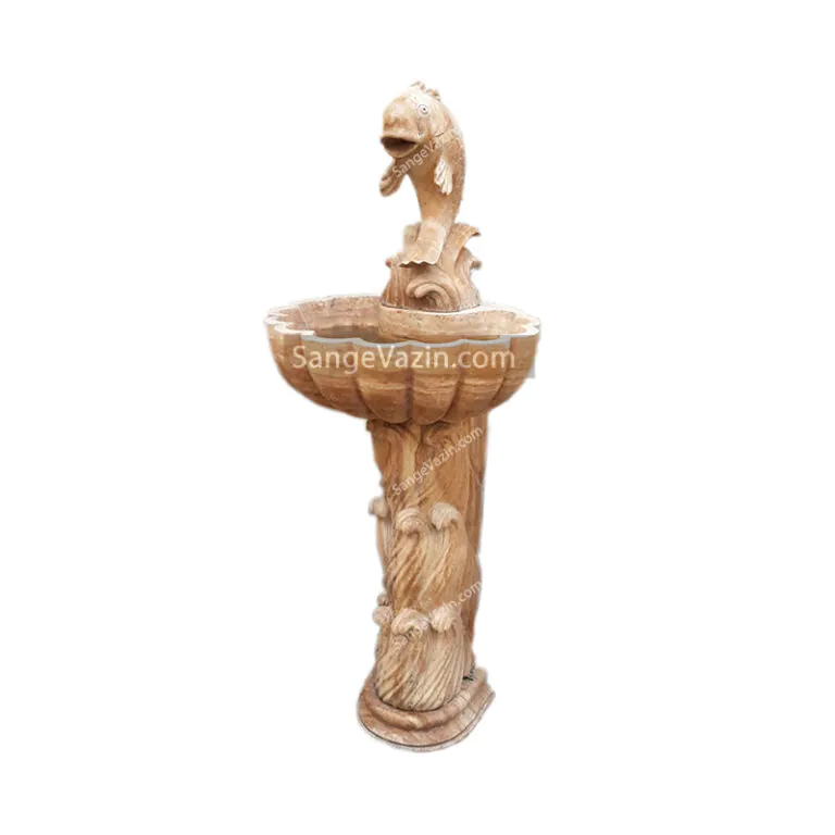 Fish and wave stone fountain