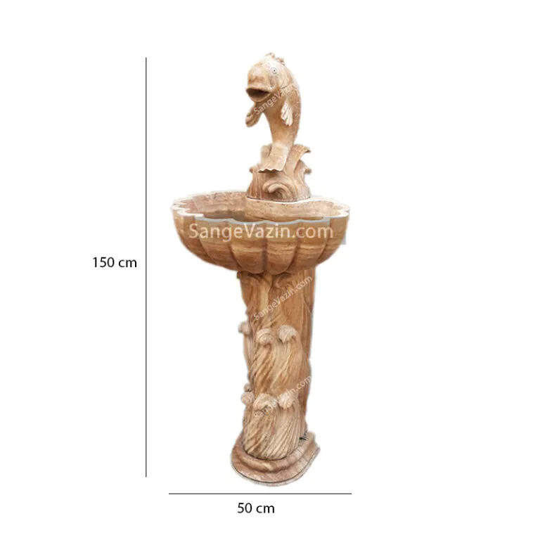 Fish and wave stone fountain dimensions