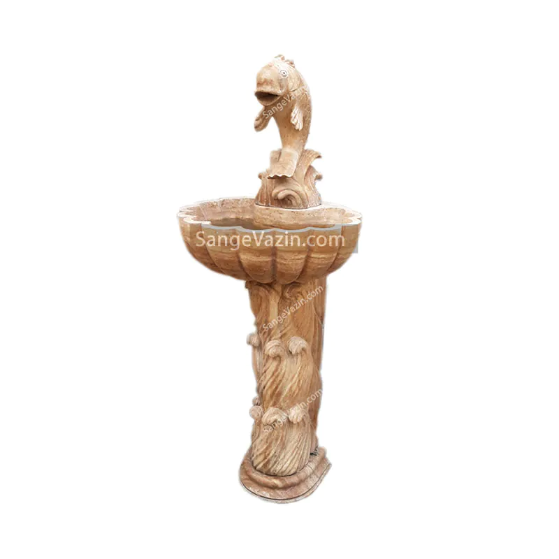 Fish and wave stone fountain