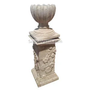 Blossom stone flower pot with base
