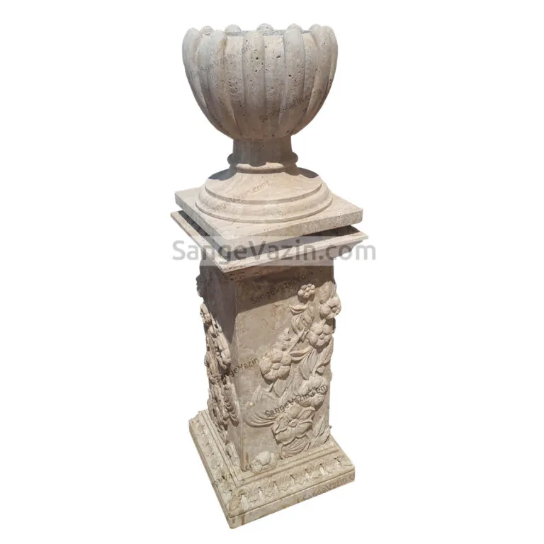 Blossom stone flower pot with base