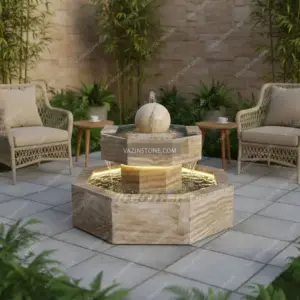 Chalipa octagon fountain in a yard