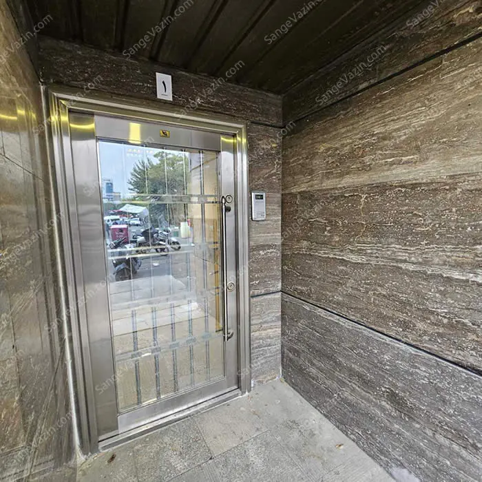 silver travertine entrance door