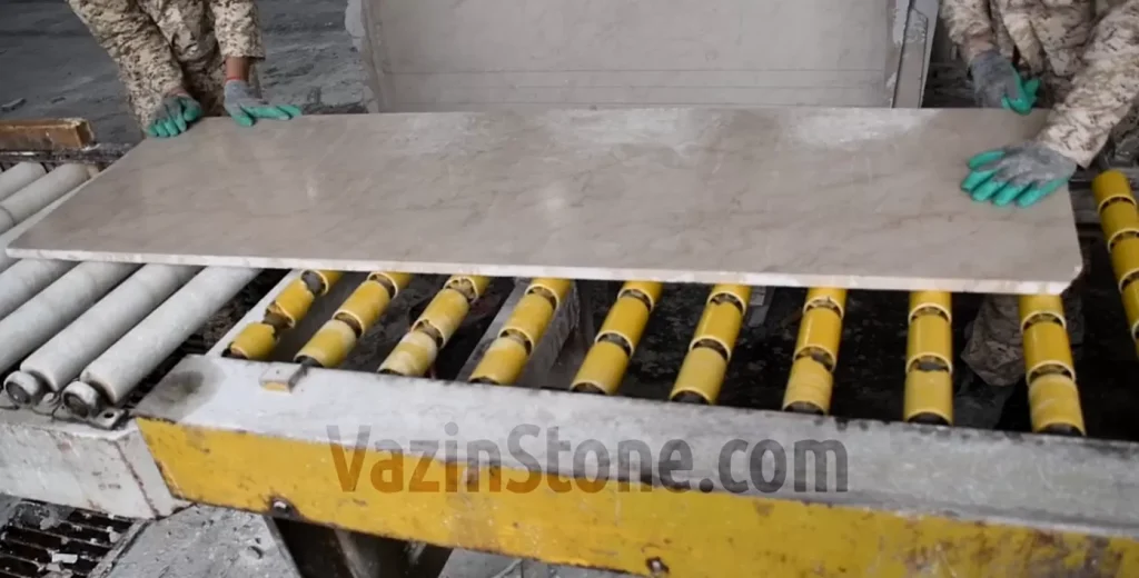 Natural stone finish at factory