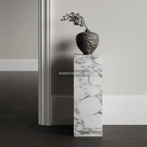 Dorta stone side table with flower pot