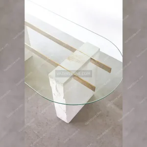 Katrin stone dining table with oval glass top