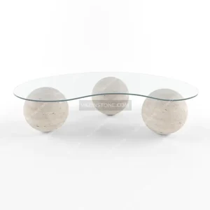 Setia stone coffee table with cream travertine stone