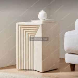 Dilla stone side table next to the furniture