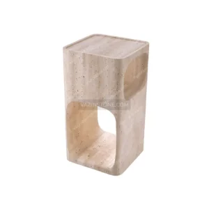 Liam stone side table with travertine stone