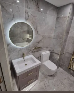 Gray marble bathroom tiles